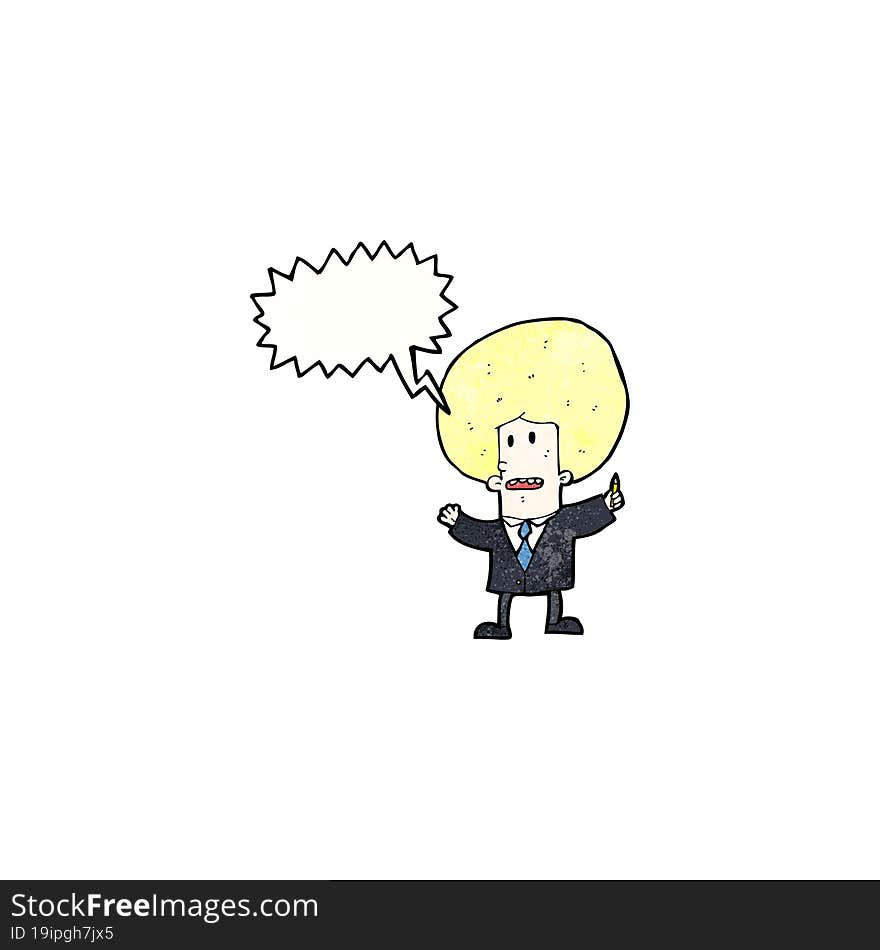 cartoon businessman with big blond hair