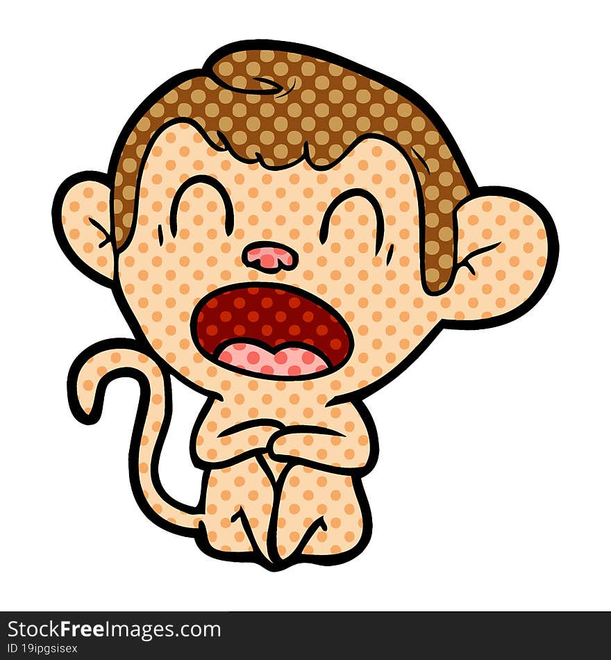 yawning cartoon monkey. yawning cartoon monkey