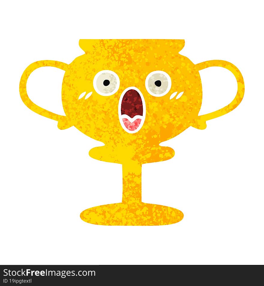 Retro Illustration Style Cartoon Trophy