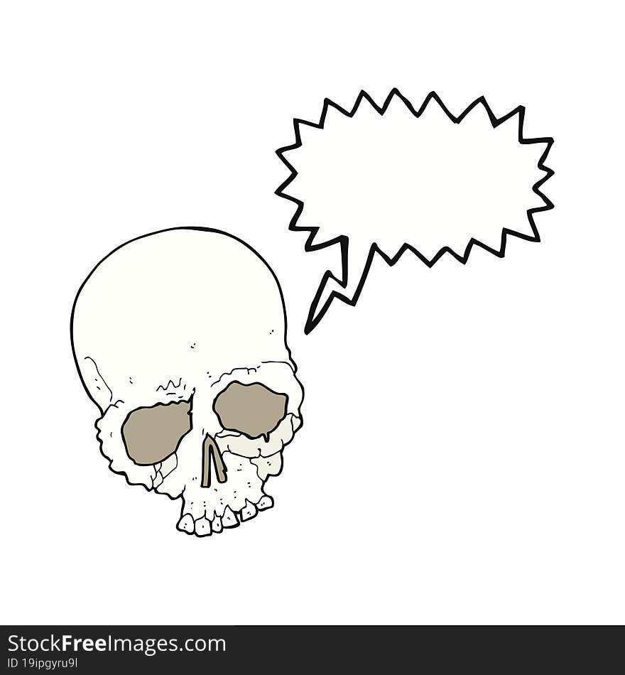 Cartoon Spooky Old Skull With Speech Bubble