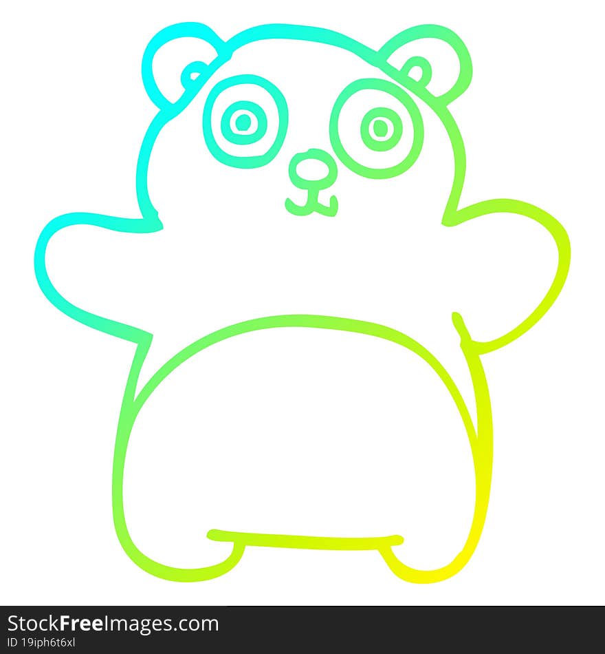 Cold Gradient Line Drawing Cartoon Happy Panda