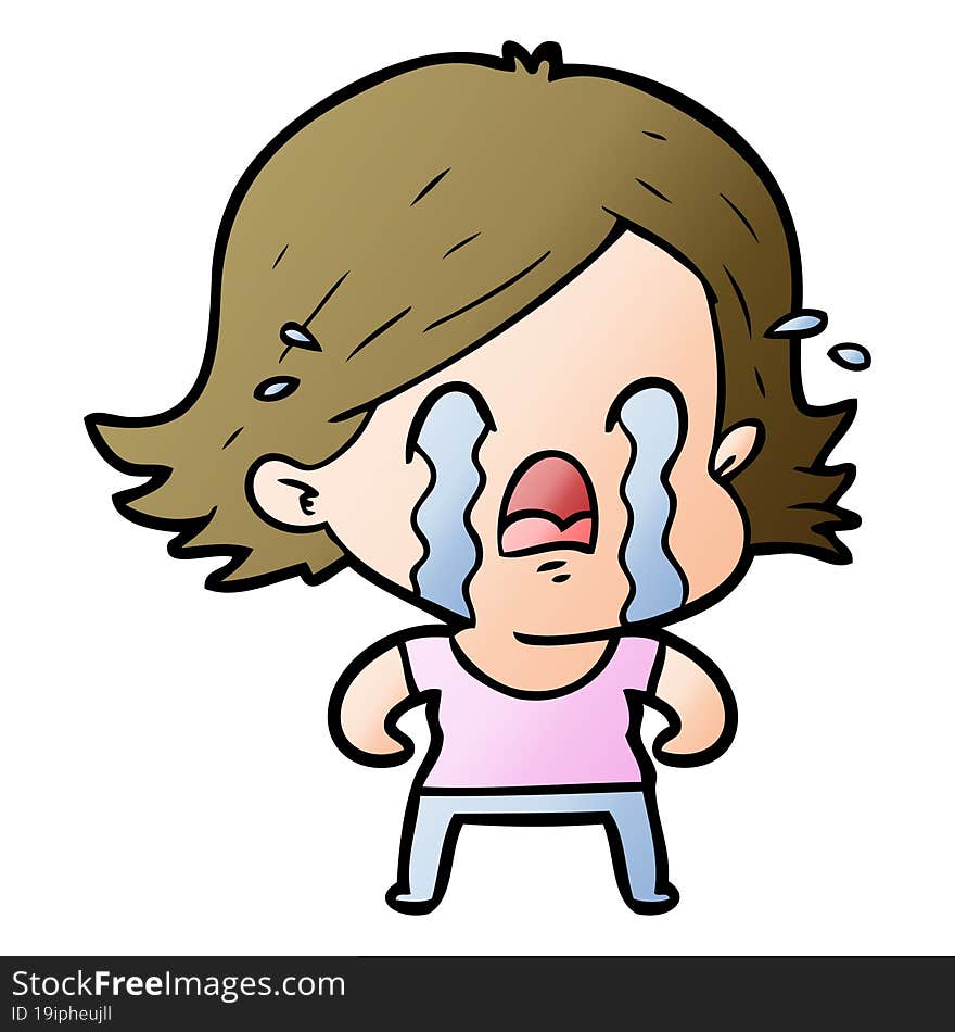 cartoon woman crying. cartoon woman crying