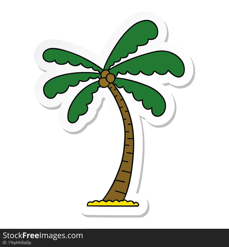 sticker of a quirky hand drawn cartoon palm tree