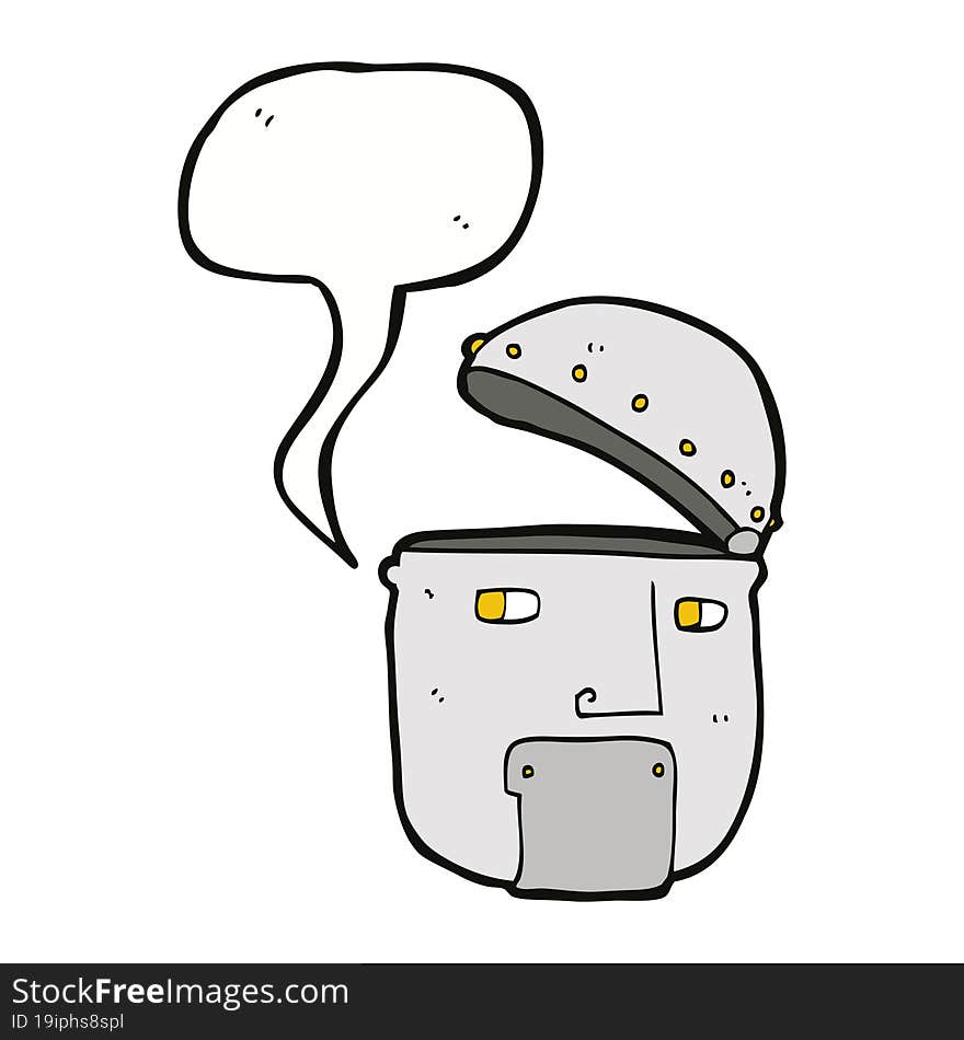 cartoon robot head with speech bubble