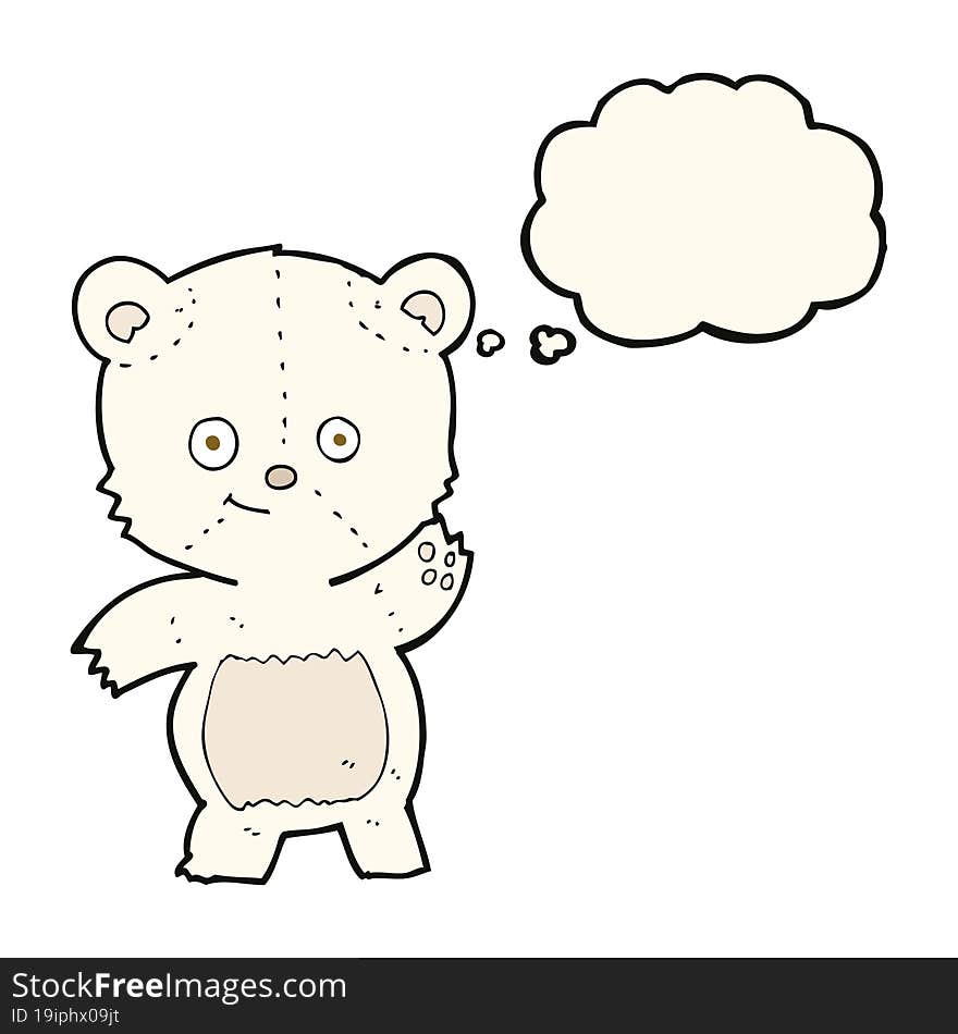 Cartoon Waving Polar Bear With Thought Bubble