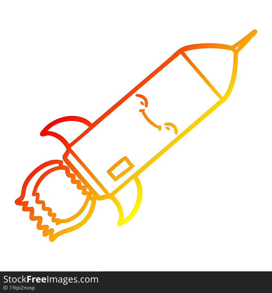 warm gradient line drawing cartoon rocket