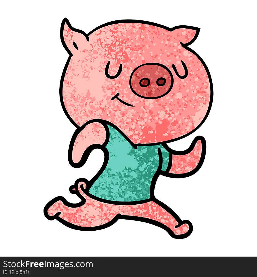 happy cartoon pig running. happy cartoon pig running