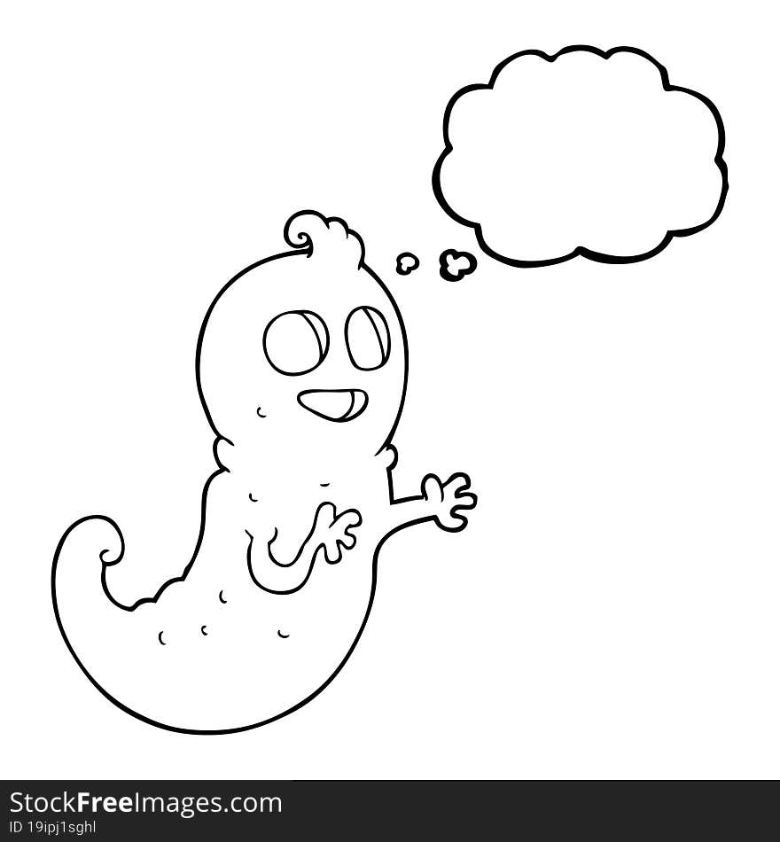 freehand drawn thought bubble cartoon ghost