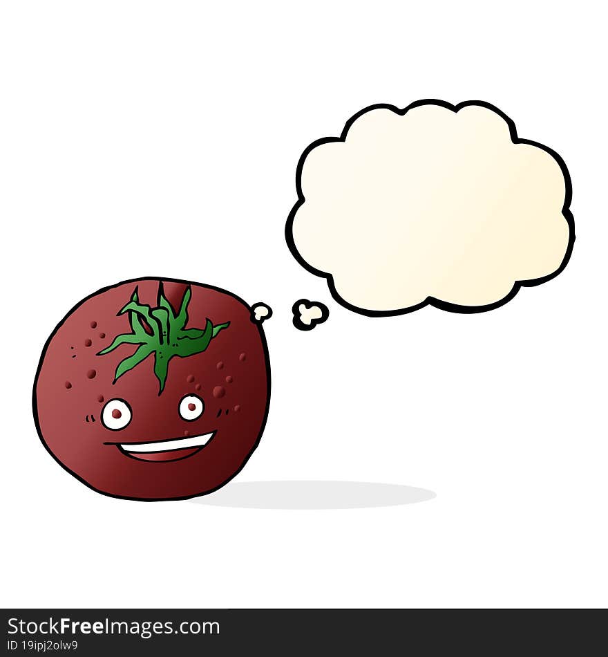 cartoon tomato with thought bubble