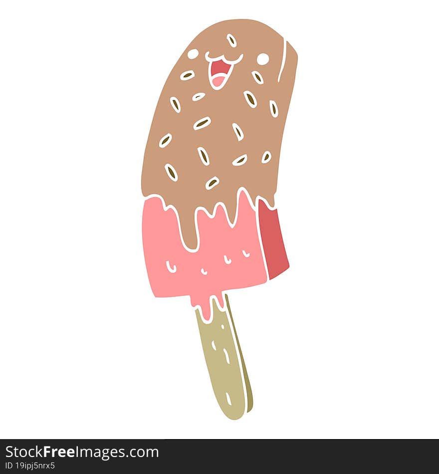 cute flat color style cartoon happy ice lolly