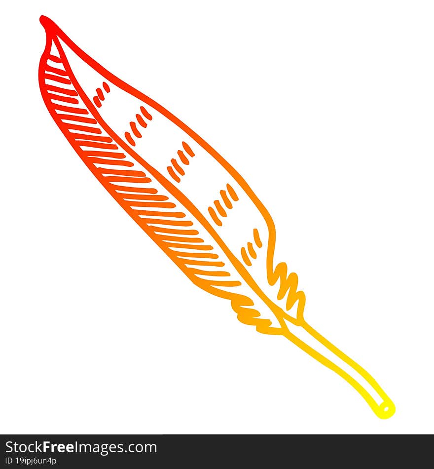 Warm Gradient Line Drawing Cartoon Feather