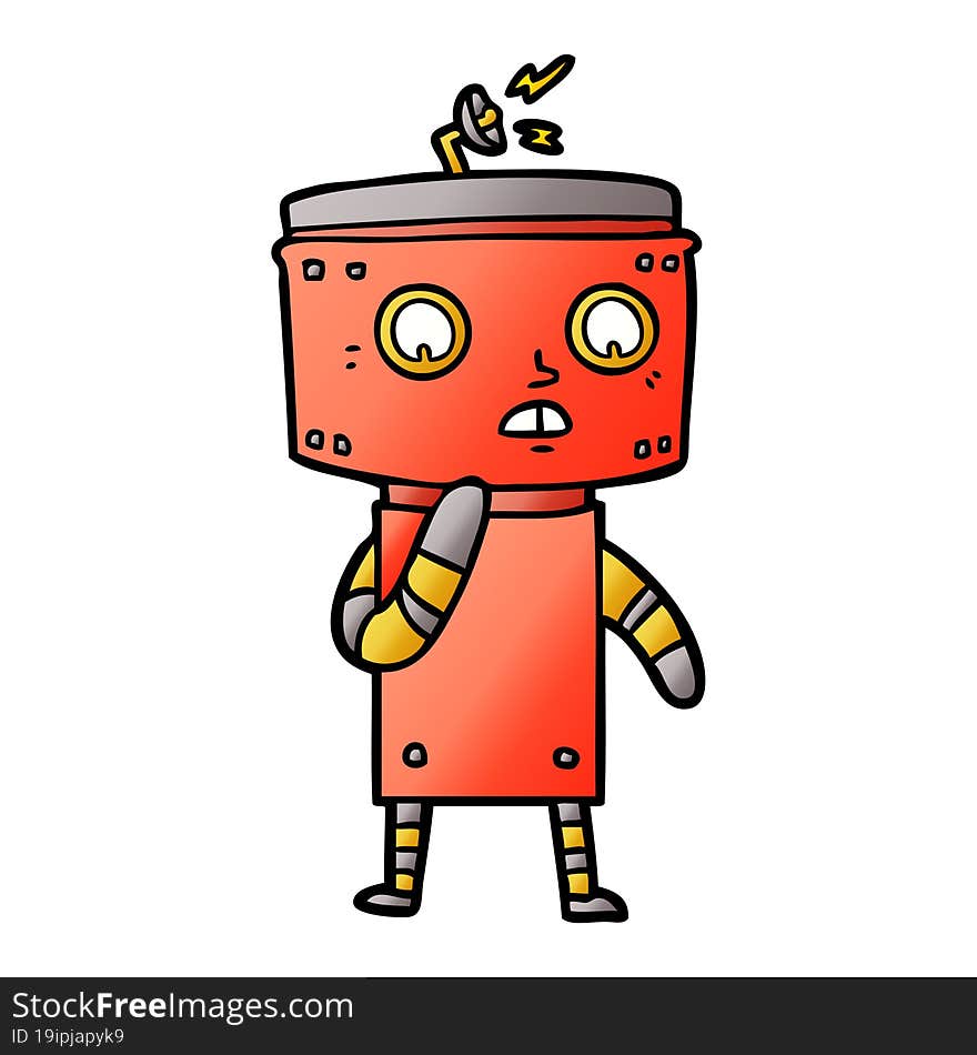 uncertain cartoon robot. uncertain cartoon robot