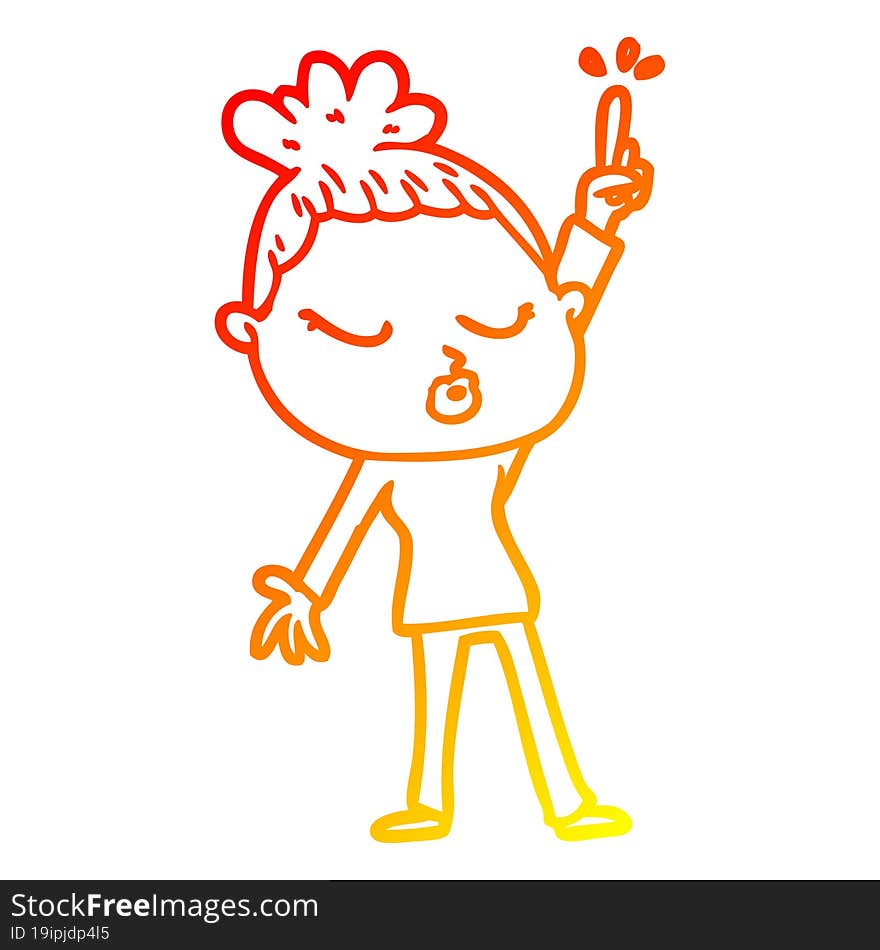 Warm Gradient Line Drawing Cartoon Calm Woman