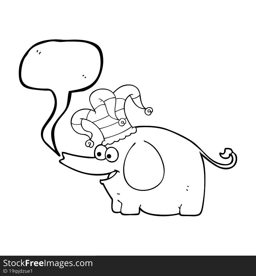 speech bubble cartoon elephant wearing circus hat