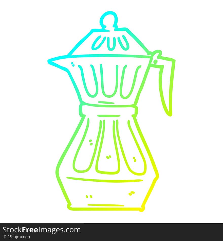 Cold Gradient Line Drawing Cartoon Espresso Pot