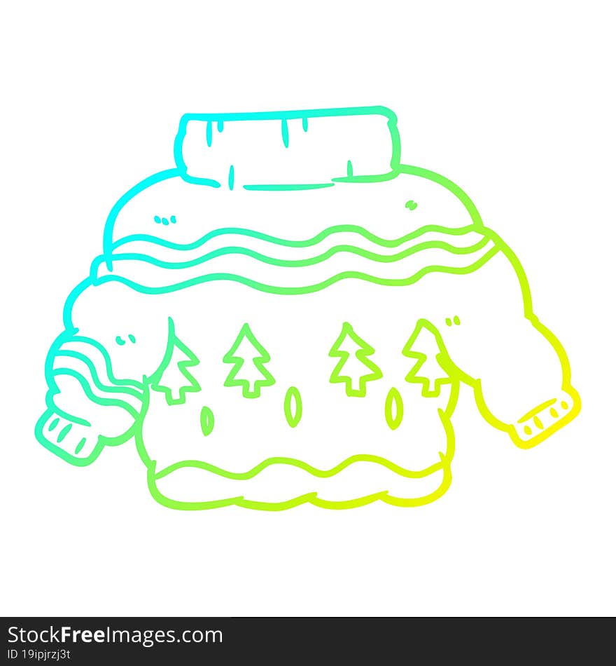 cold gradient line drawing of a embarrassing christmas jumper