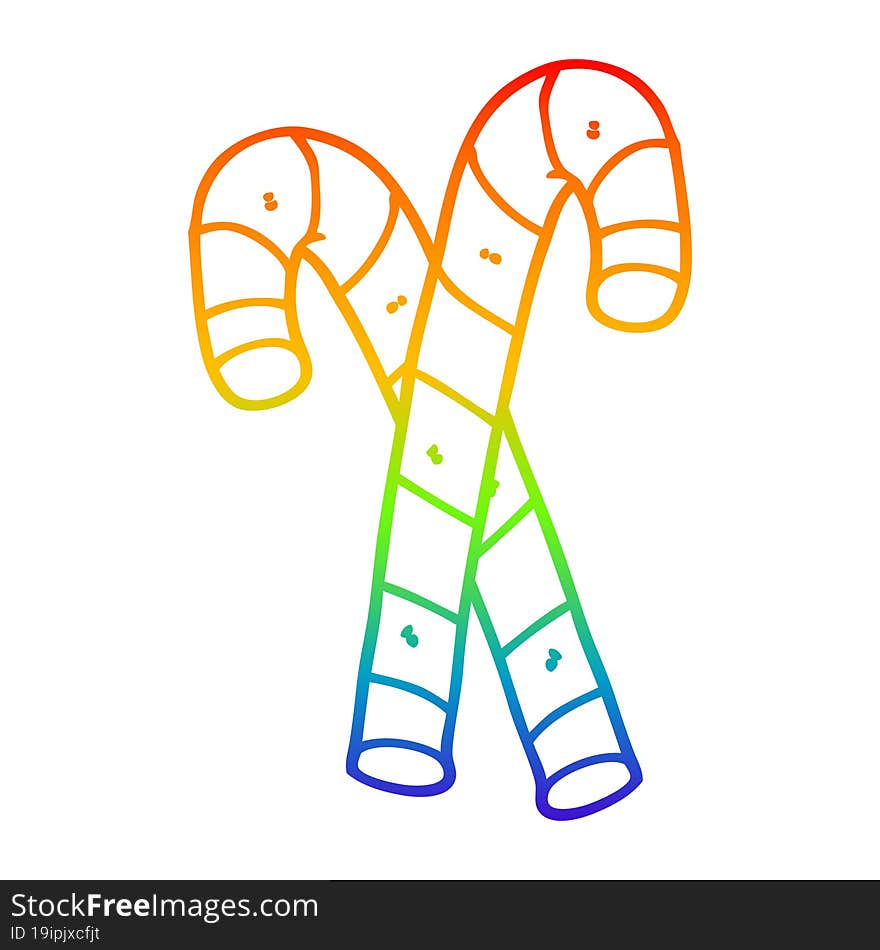 rainbow gradient line drawing cartoon candy canes