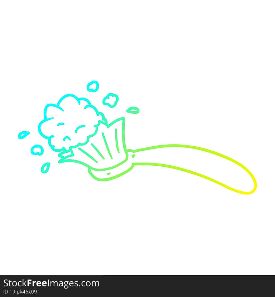 cold gradient line drawing cartoon toothbrush and toothpaste