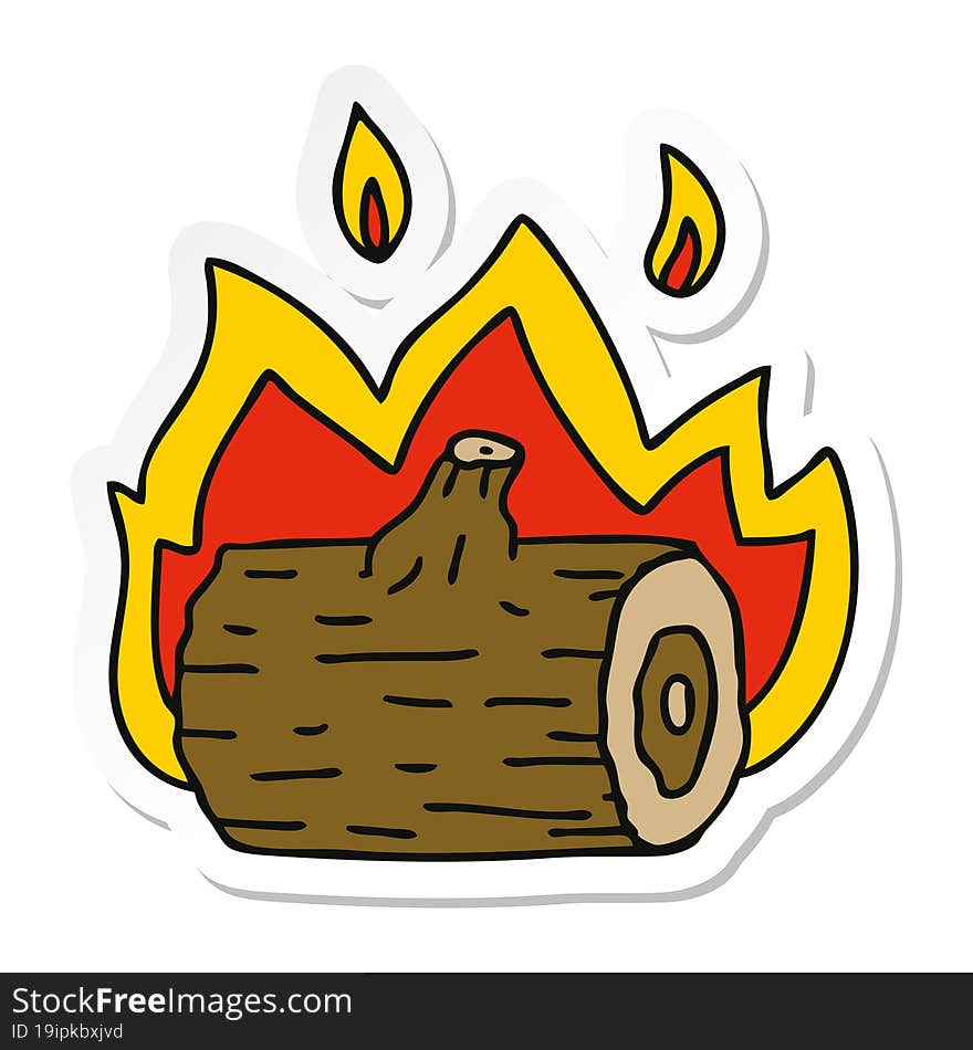 sticker of a quirky hand drawn cartoon campfire