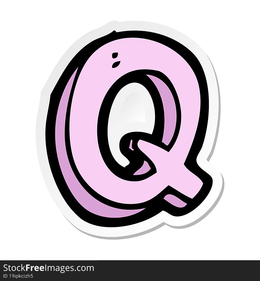 sticker of a cartoon letter Q