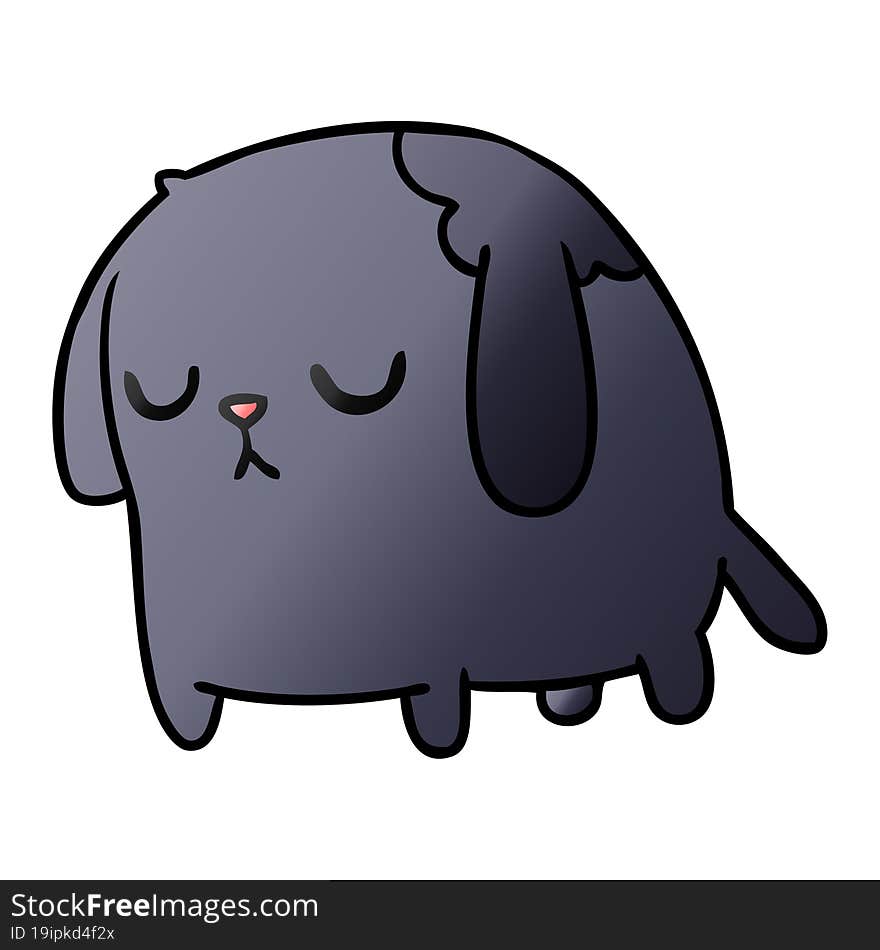 freehand drawn gradient cartoon of cute sad kawaii dog