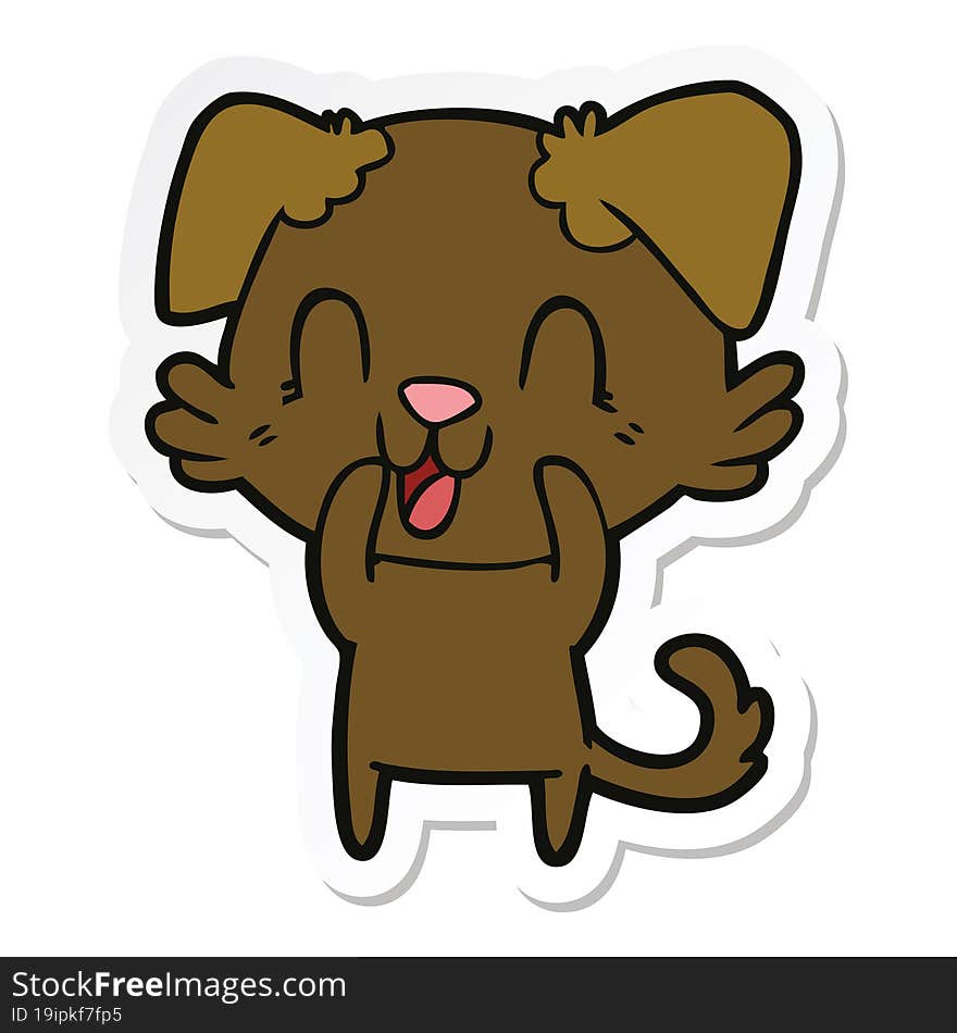 sticker of a laughing cartoon dog