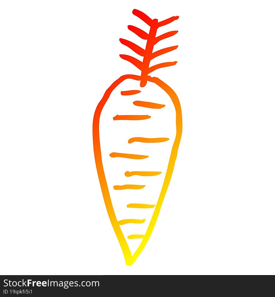 warm gradient line drawing cartoon yellow carrot