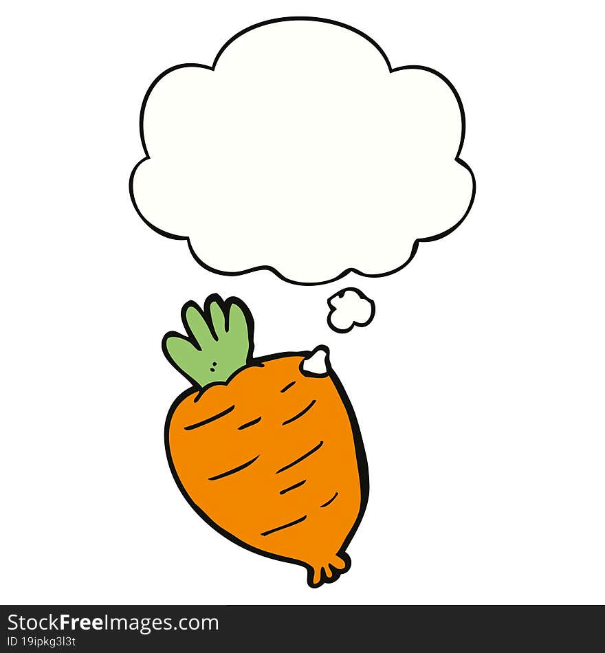 Cartoon Root Vegetable And Thought Bubble