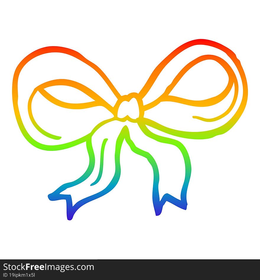 Rainbow Gradient Line Drawing Cartoon Decorative Bow