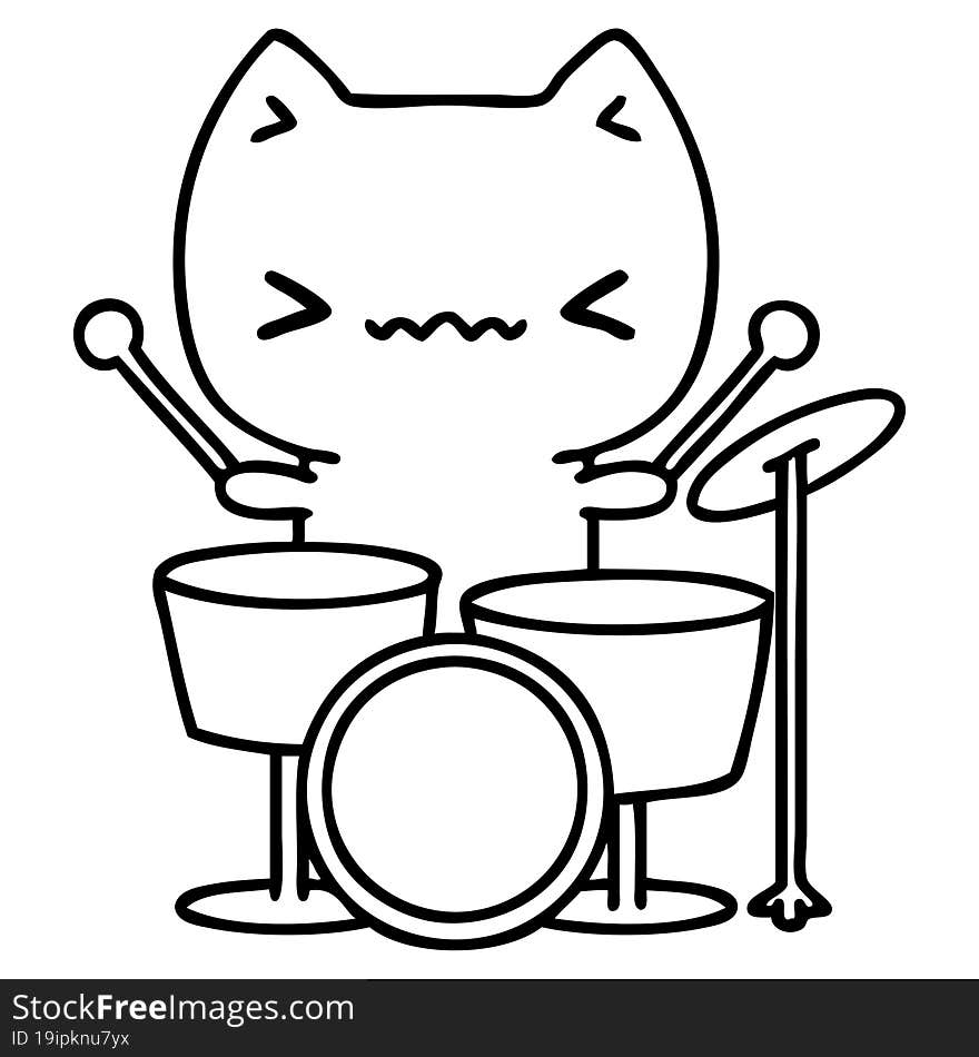 cartoon cat playing drums