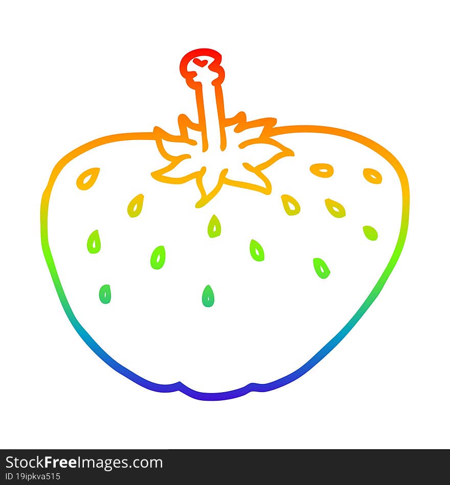 rainbow gradient line drawing of a cartoon strawberry