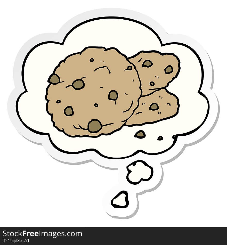 cartoon cookies and thought bubble as a printed sticker