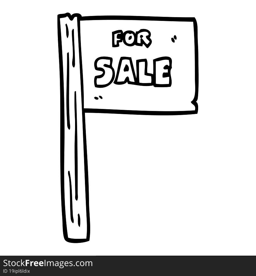 line drawing cartoon sale sign