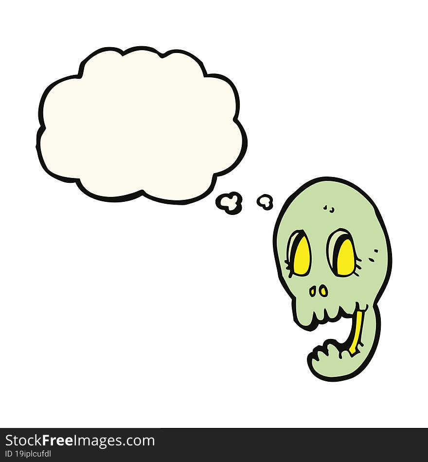 Funny Cartoon Skull With Thought Bubble