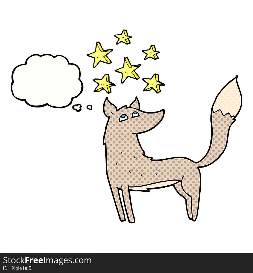 Thought Bubble Cartoon Wolf With Stars