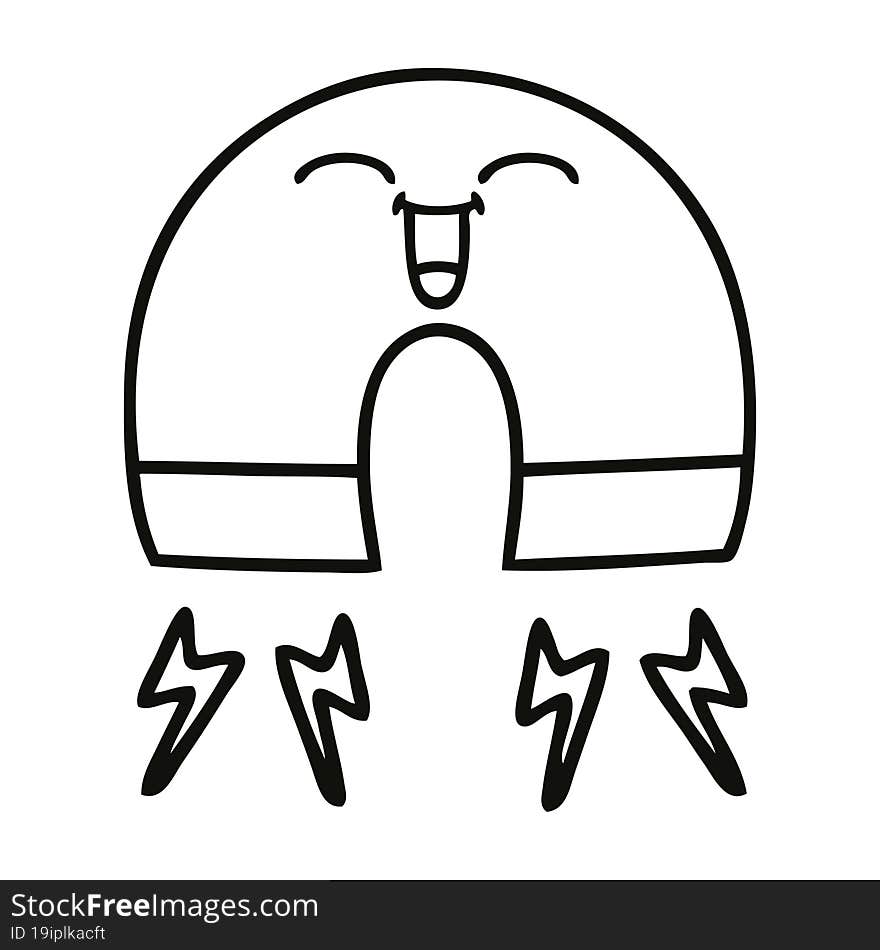 line drawing cartoon of a magnet. line drawing cartoon of a magnet