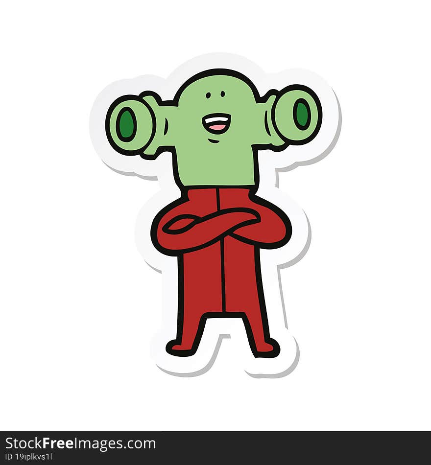 sticker of a friendly cartoon alien