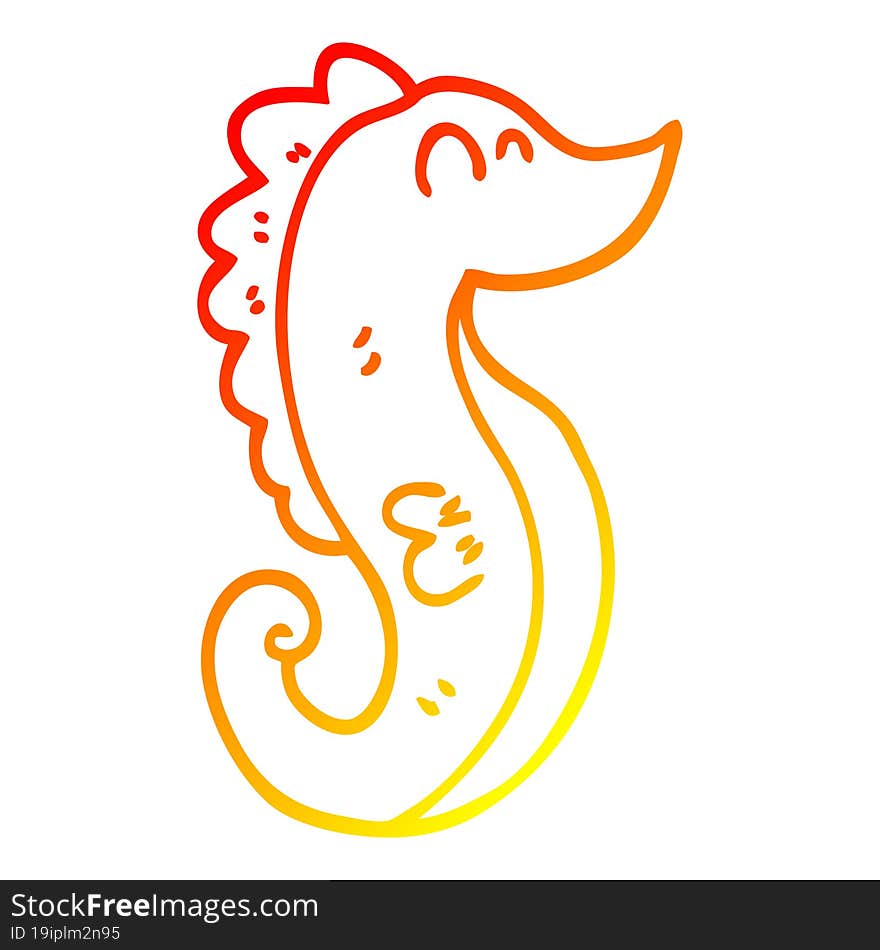 warm gradient line drawing cartoon sea horse