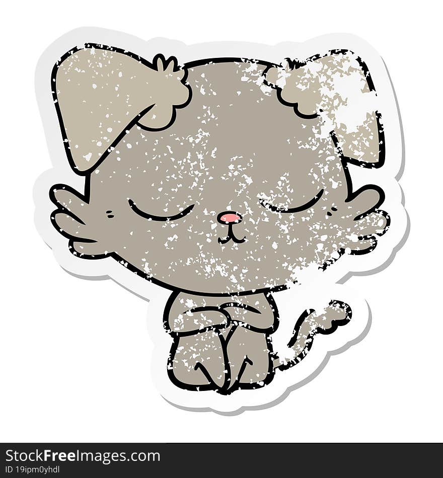 Distressed Sticker Of A Cute Cartoon Dog