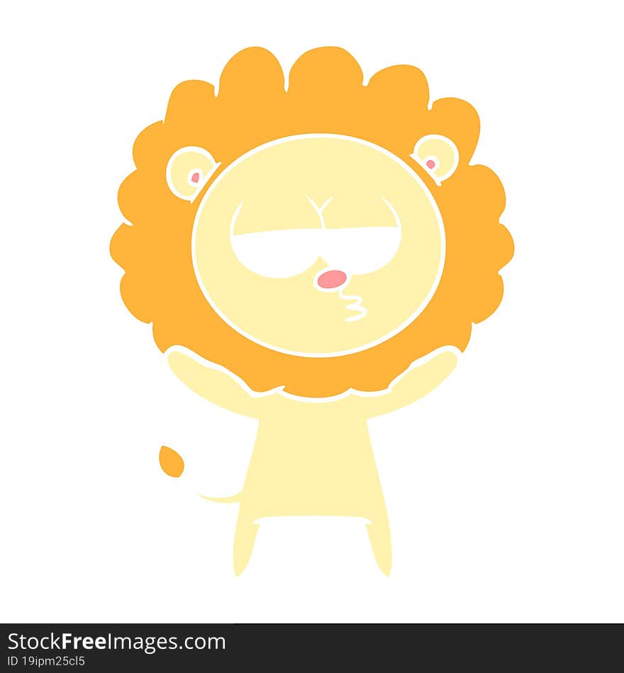 flat color style cartoon bored lion