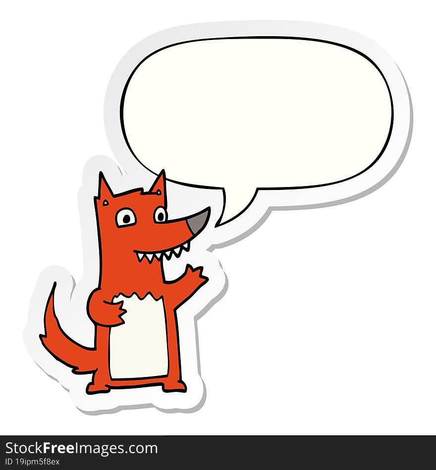 cartoon wolf and speech bubble sticker