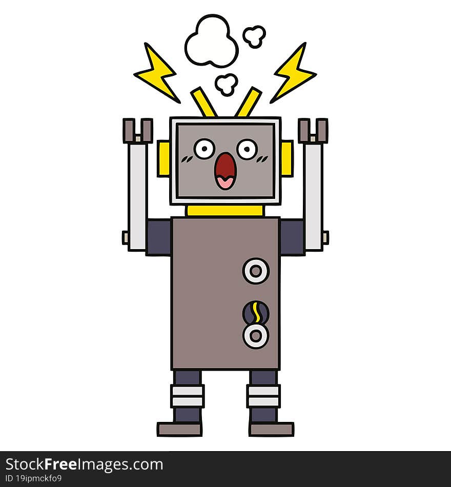 cute cartoon of a malfunctioning robot