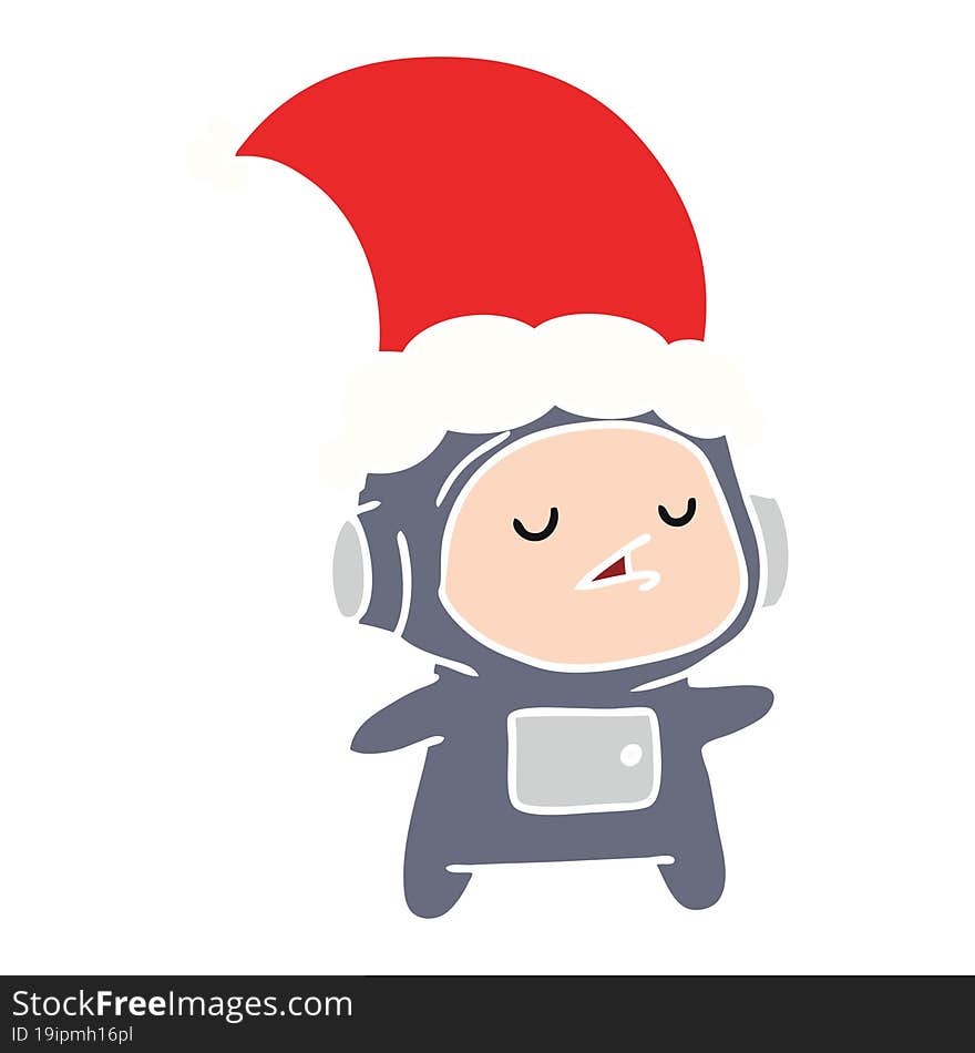 hand drawn christmas cartoon of kawaii astronaut