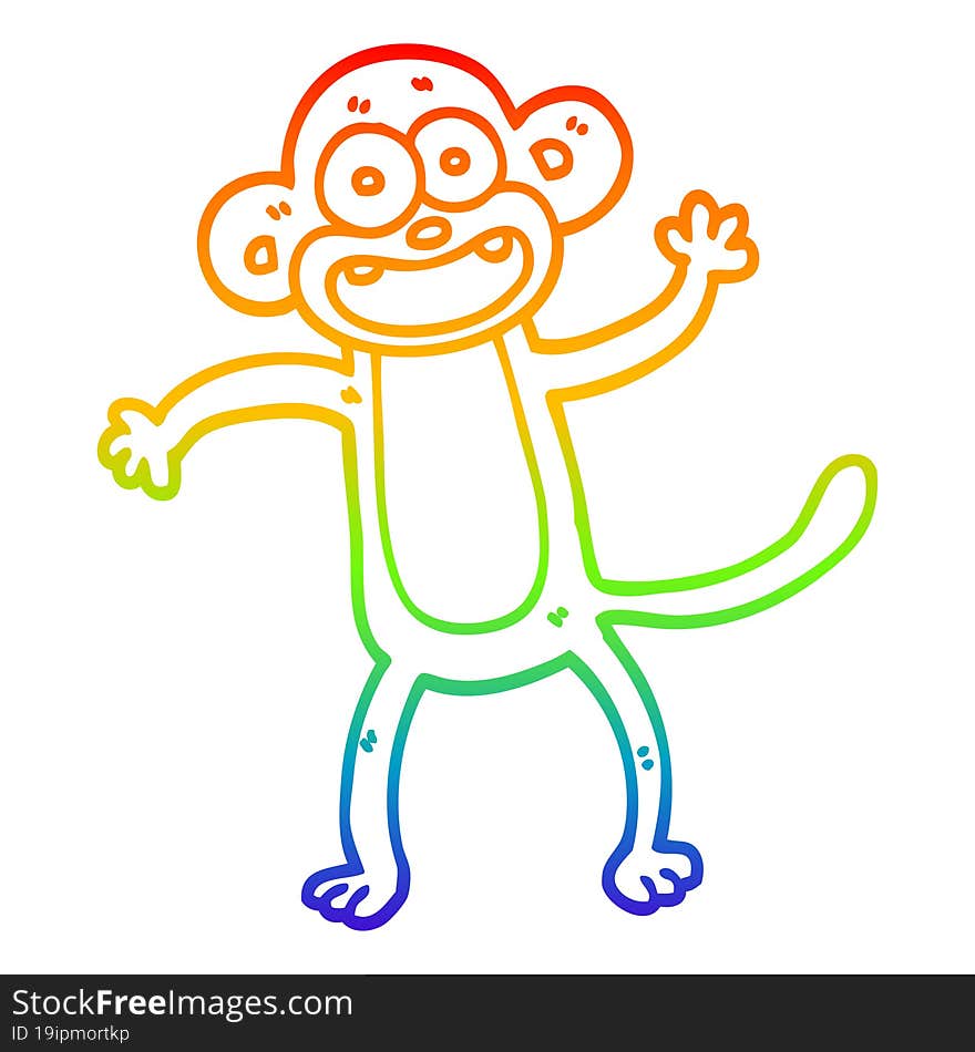 rainbow gradient line drawing cartoon crazy monkey