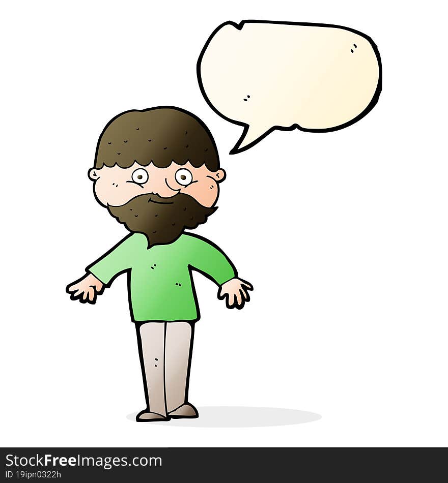 Cartoon Happy Man With Speech Bubble