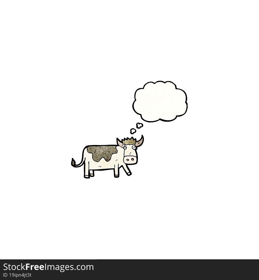 cartoon cow with thought bubble