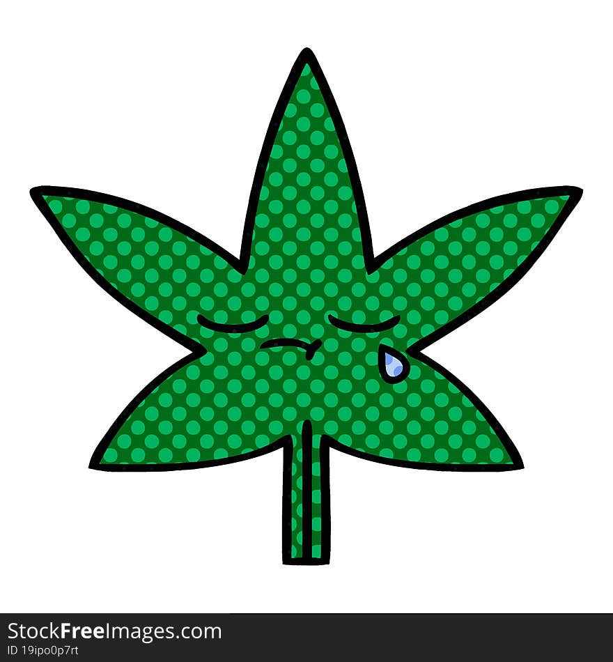 comic book style cartoon marijuana leaf