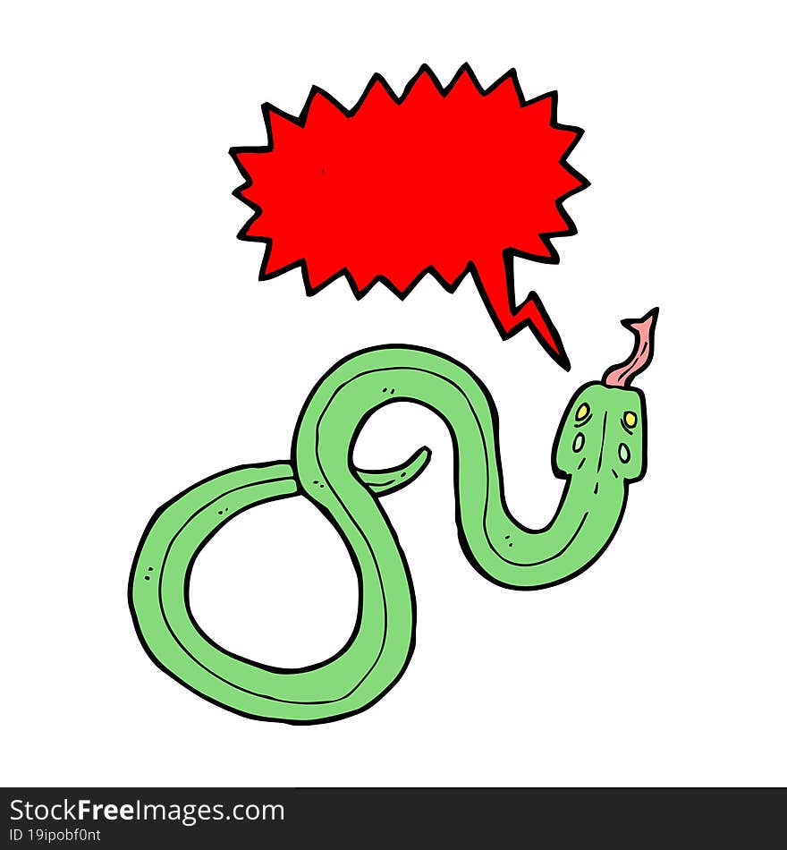 Cartoon Snake With Speech Bubble