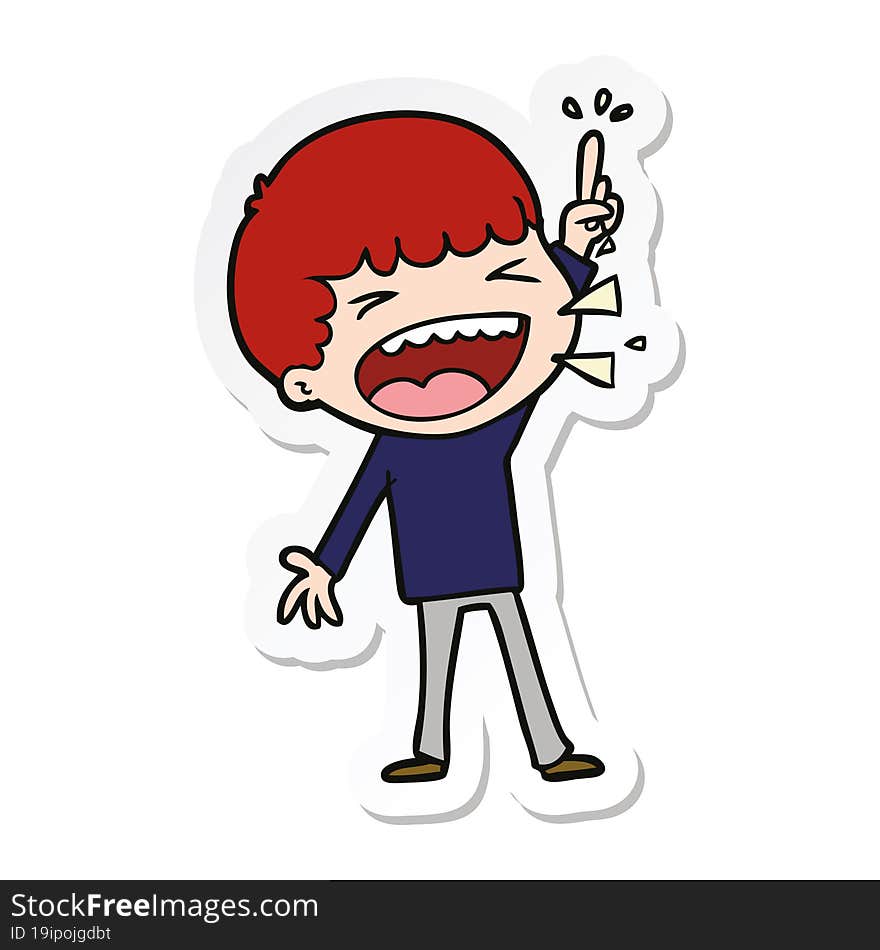 Sticker Of A Cartoon Laughing Man