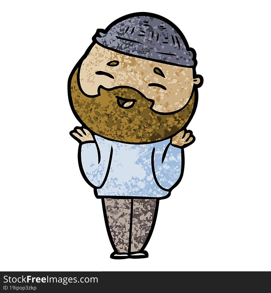 cartoon happy bearded man. cartoon happy bearded man